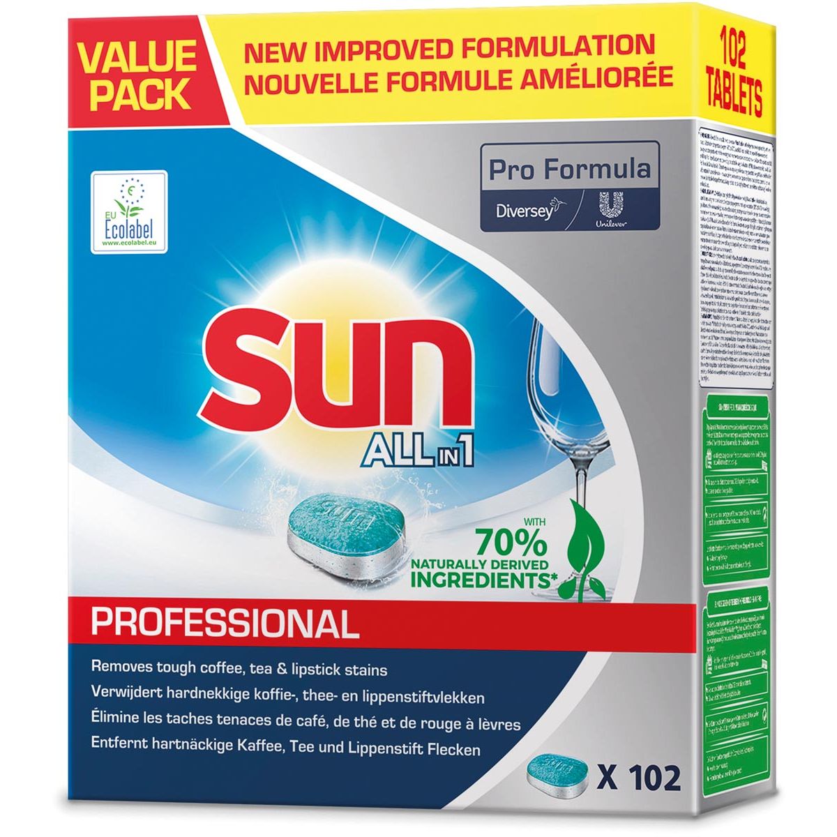 Sun - Tablettes pour lave-vaisselle Pro Formula Tout-en-un 102 pièces