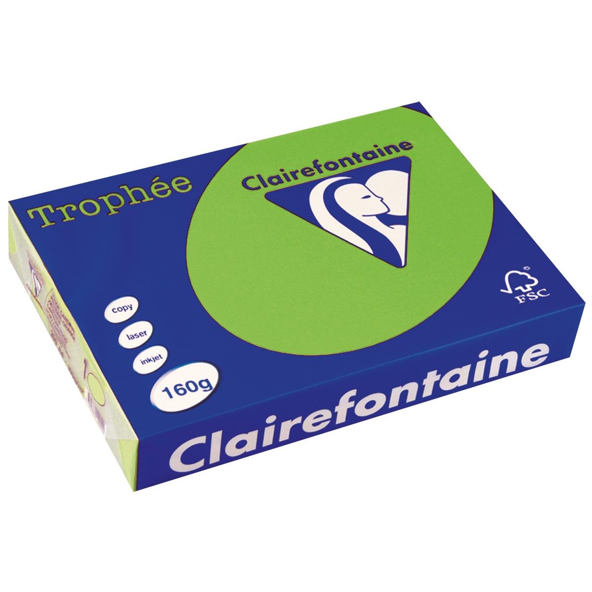 Clairefontaine -  Trophée Intens, gekleurd papier, A4, 160 g, 250 vel, grasgroen