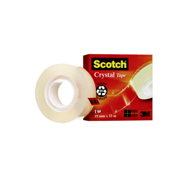 Scotch - Crystal de bande adhésif Ft 19 mm x 33 m, boîte avec 1 rouleau