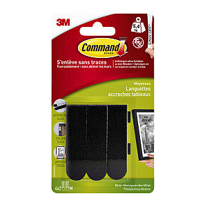 Command - fotolijststrip, medium, draagvermogen 5,4 kg, zwart, blister van 8 stuks