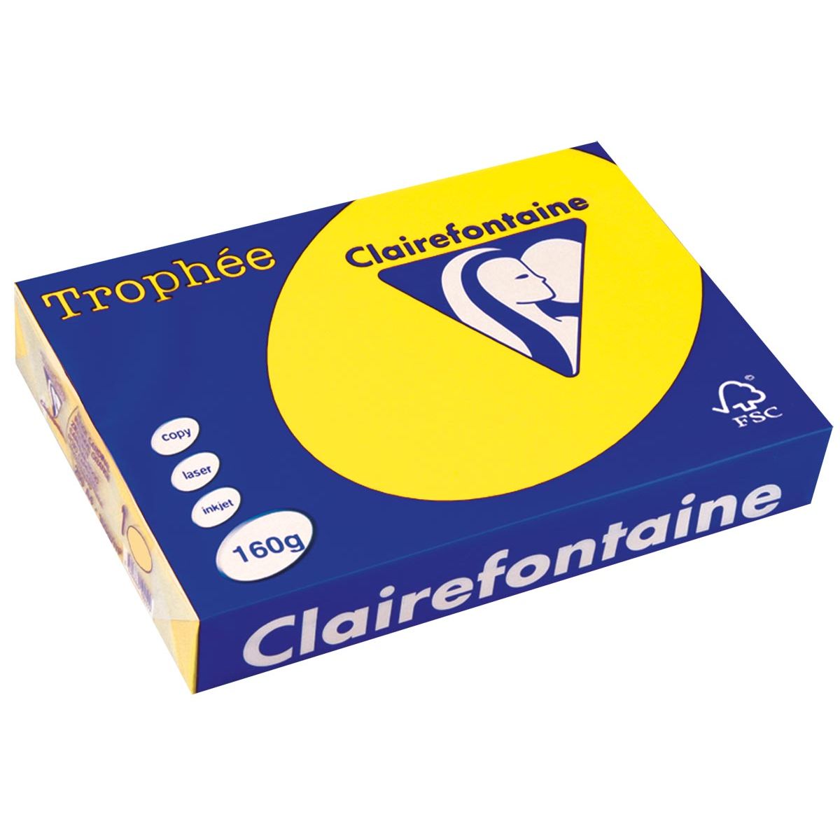 Clairefontaine -  Trophée Intens, gekleurd papier, A4, 160 g, 250 vel, zonnegeel