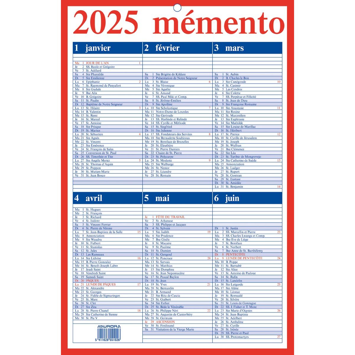 Aurora - Memento 10 Franstalig 2025