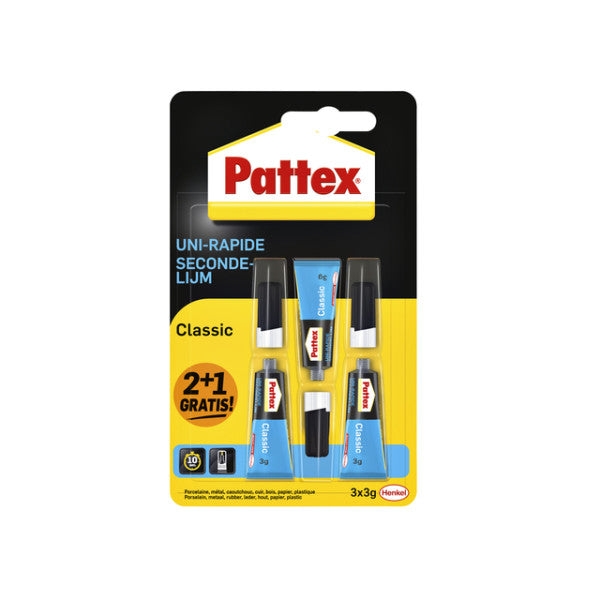 Pattex - Secondelijm  classic 3gr 2+1 gratis | 12 stuks