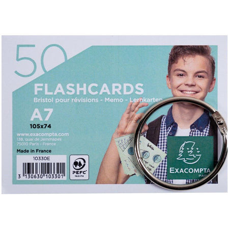 Exacompta - fiches colorées, ft A7, lignées, paquet de 50 pièces