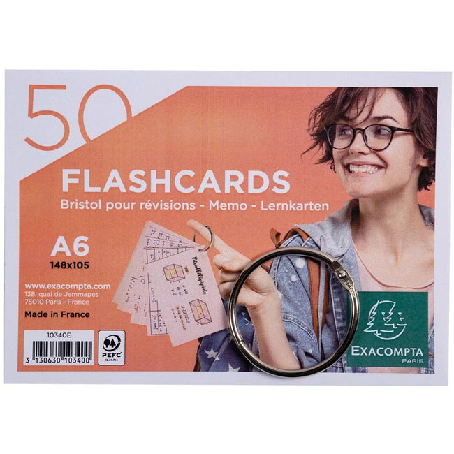 Exacompta – farbige Karteikarten, ft A6, liniert, Packung mit 50 Stück