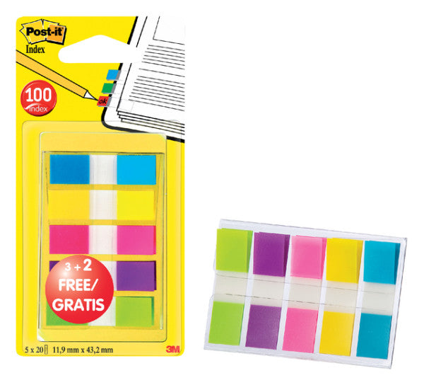 Post -it - Index schmale, sortierte Farben, 3 + 2 Registerkarten kostenlos