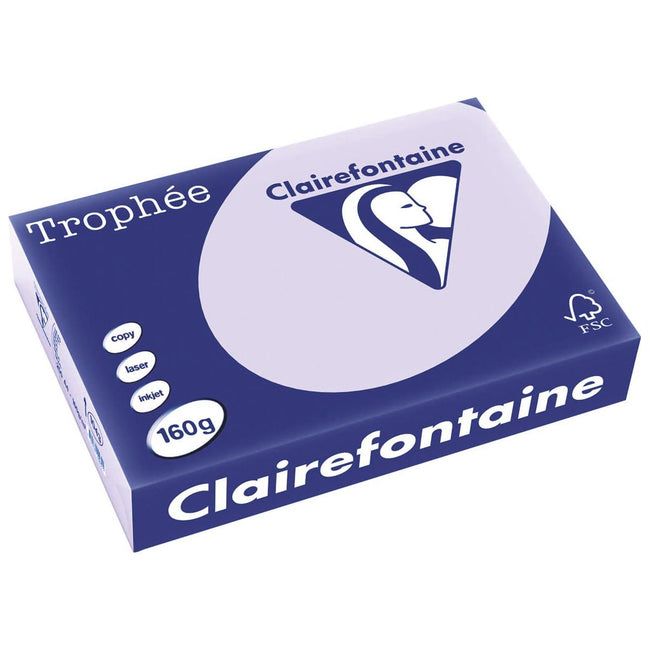 Clairefontaine - Trophée Tel, papier coloré, A4, 160 g, 250 feuilles, Lila