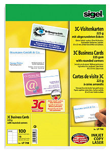 SIGEL - Cartes de visite SIGEL 225gr Corners White | 10 pièces