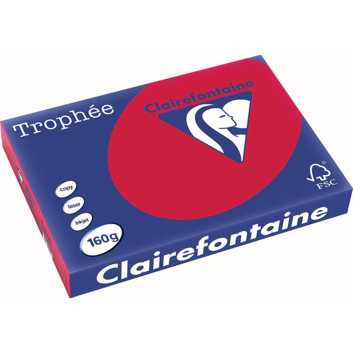 Clairefontaine -  Trophée Intens, gekleurd papier, A3, 160 g, 250 vel, kersenrood