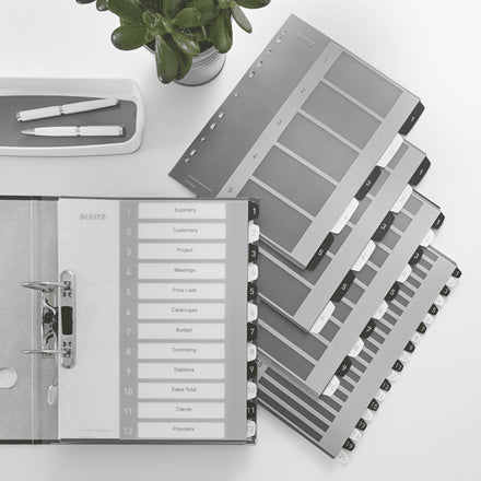 Leitz - Index imprimable WOW, 12 onglets, noir et blanc