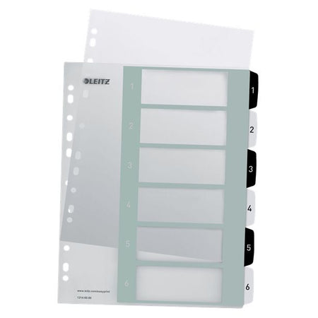 Leitz - Index imprimable WOW, 6 onglets, noir et blanc