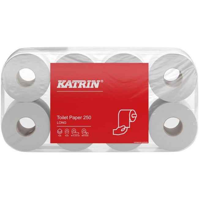 Katrin - papier toilette, 3 couches, 250 feuilles par rouleau, paquet de 8 rouleaux