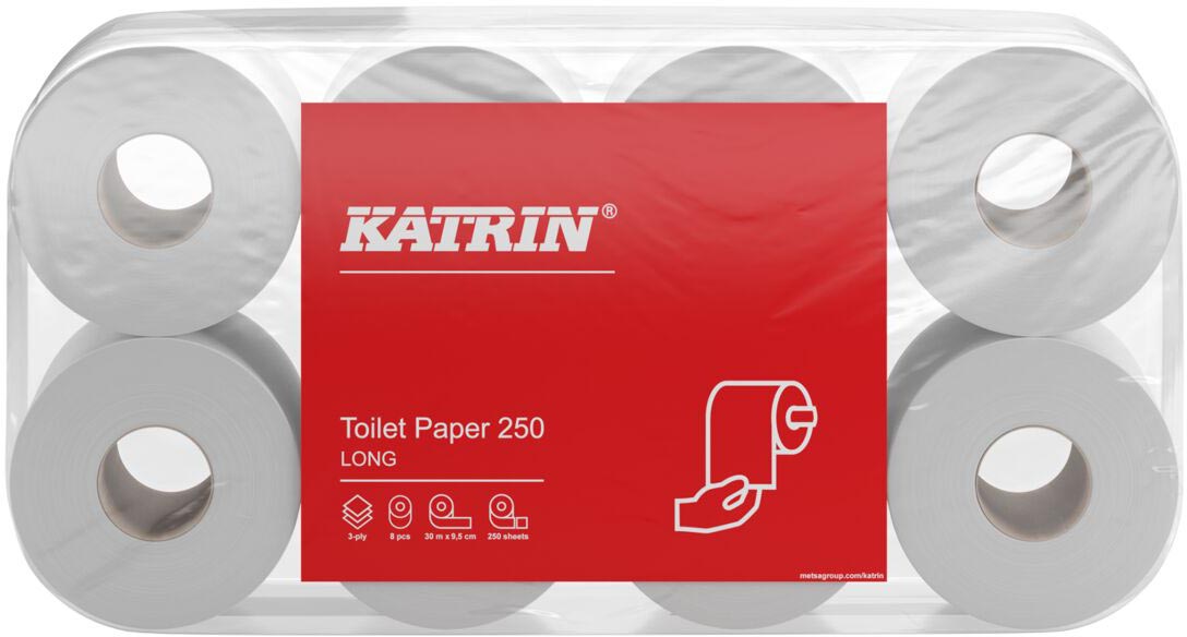 Katrin - Toilettenpapier, 3-lagig, 250 Blatt pro Rolle, Packung mit 8 Rollen