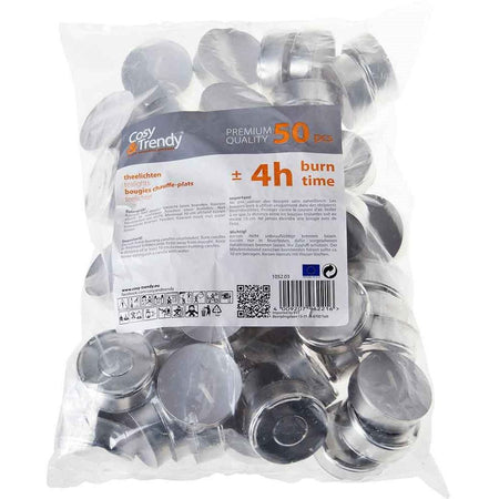 Cosy -   Trendy theelichtjes 4H, wit, pak van 50 stuks