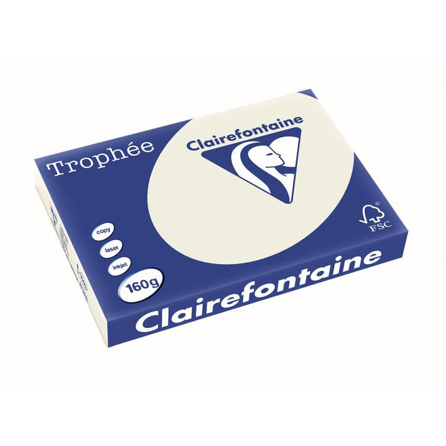 Clairefontaine - Trophée tel, papier coloré, A3, 160 g, 250 feuilles, gris perle