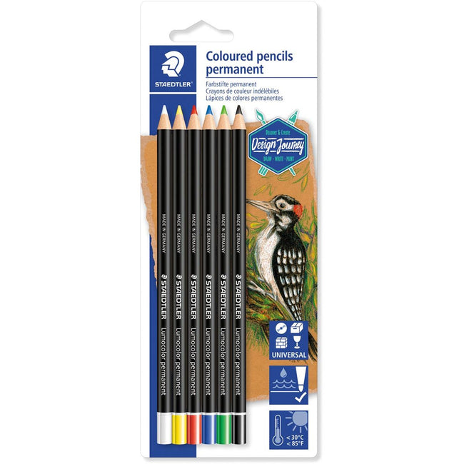 Staedtler -  Lumocolor permanent kleurpotlood, blister van 6 kleuren