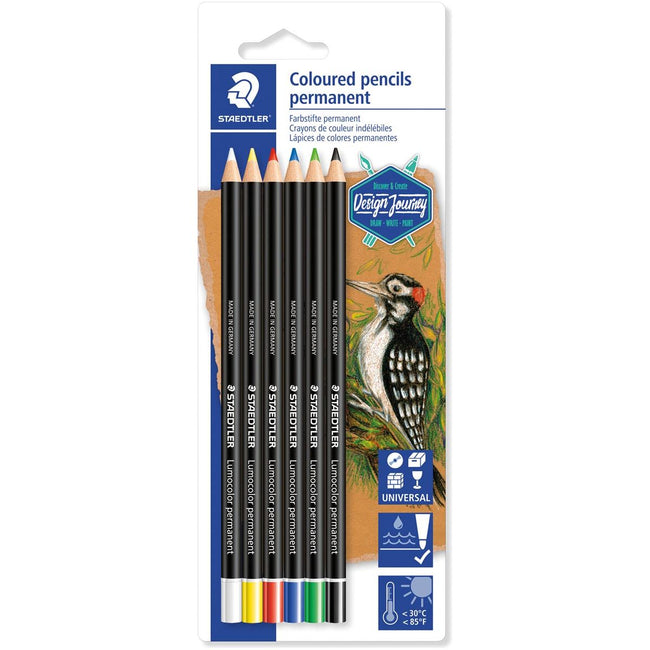 Staedtler - Crayon de couleur permanente Lumocolor, cloque de 6 couleurs