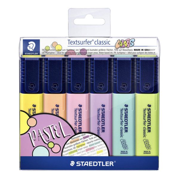 Staedtler - Markeerstift Textsurfer Classic, pastel kleuren, etui van 6 stuks