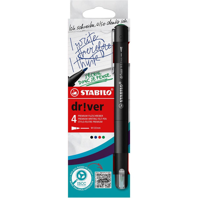 Stabilo - Fineliner dr!ver medium assorti 4 stuks