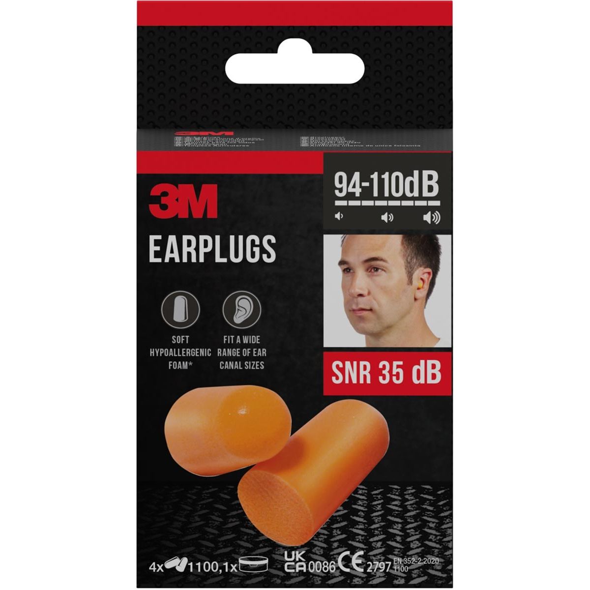 3M - Bouchons d'oreilles 3m 1100 avec boîte de rangement 4 paires 94-105db