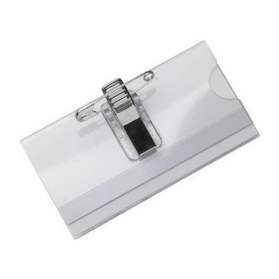 Klika -  Badge transp knijper speld 74x40 mm 24st