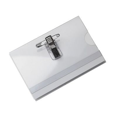 Klika -  Badge transp knijper speld 90x57 mm 24st