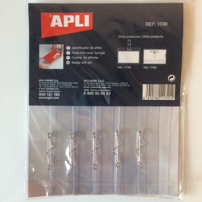 Apli - Badge transp met speld 90x56 mm 5st