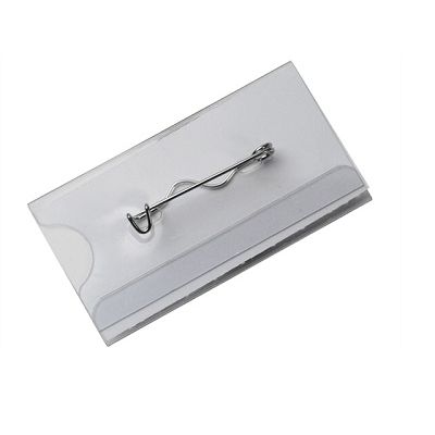Klika -  Badge transp met speld 74x40 mm 24 stuks