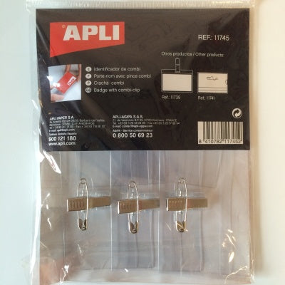 Klika - Abzeichen-Transp-Clip + Pin 90x56 mm 5 Stk