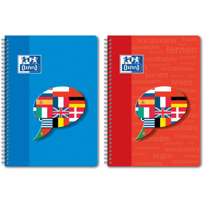 Oxford - Carnet à spirales Vocabulary Coach, ft A5, 48 feuilles, ligné, couleurs assorties