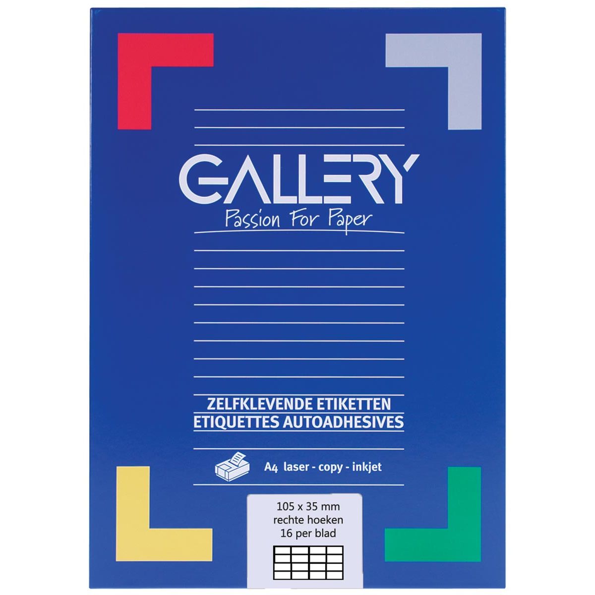 Galerie - étiquettes blanches pi 105 x 35 mm (l x h), angles droits, boîte de 1 600 étiquettes