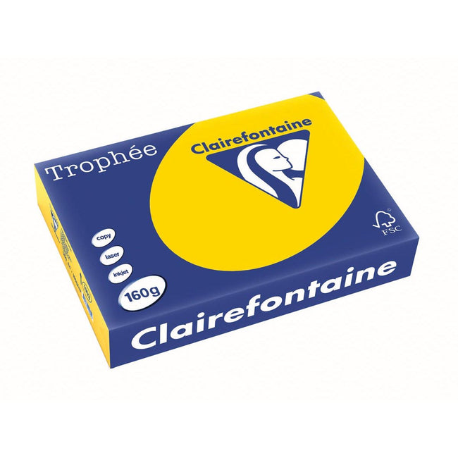 Clairefontaine - Trophée tel, papier coloré, A4, 160 g, 250 feuilles, jaune doré
