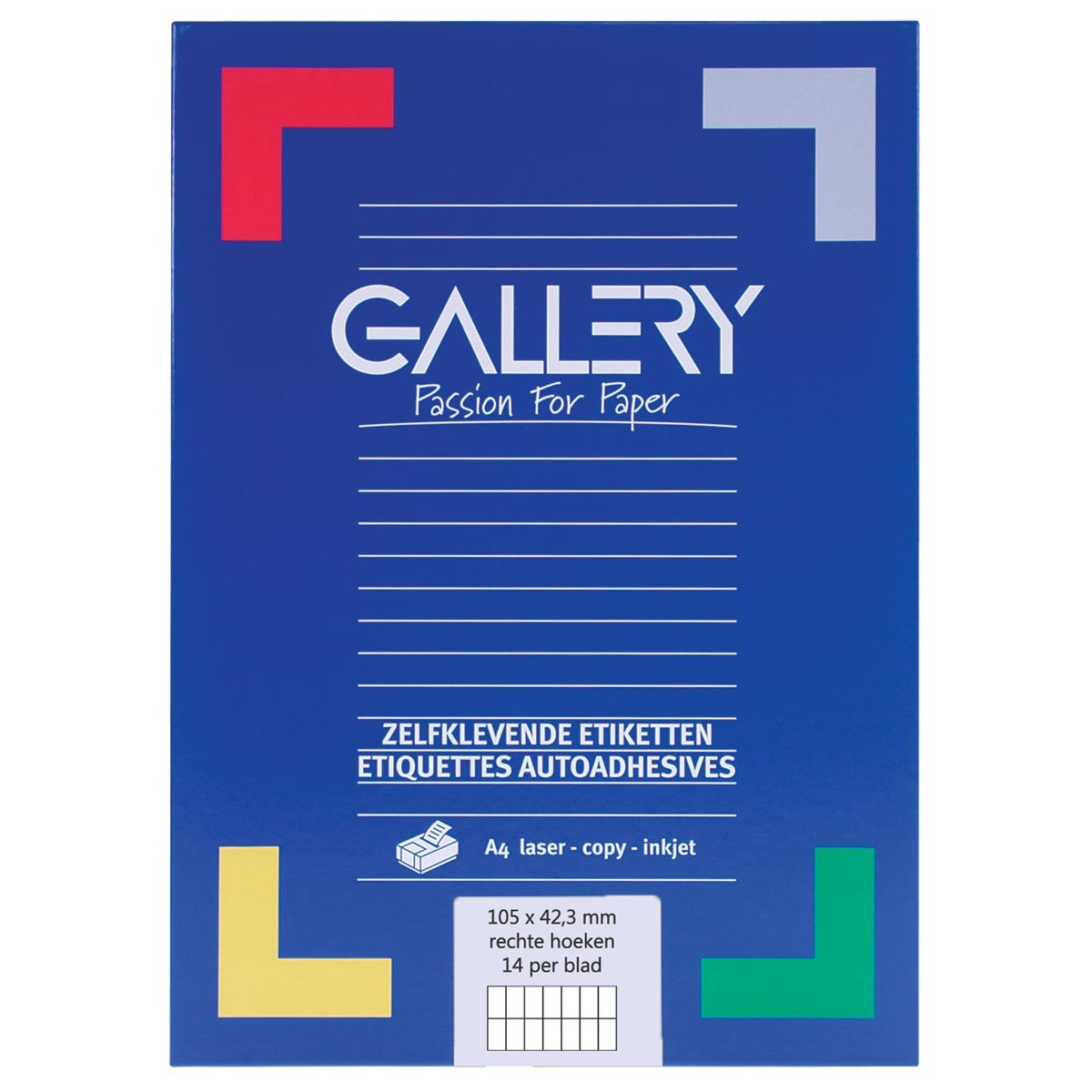 Galerie - étiquettes blanches pi 105 x 42,3 mm (l x h), angles droits, boîte de 1 400 étiquettes