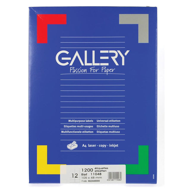 Gallery - Gallery witte etiketten ft 105 x 48 mm (b x h), rechte hoeken, doos van 1.200 etiketten