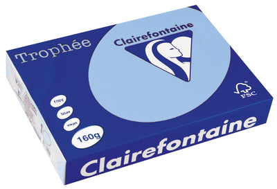 Clairefontaine - Trophée tel, papier coloré, A4, 160 g, 250 feuilles, bleu vif