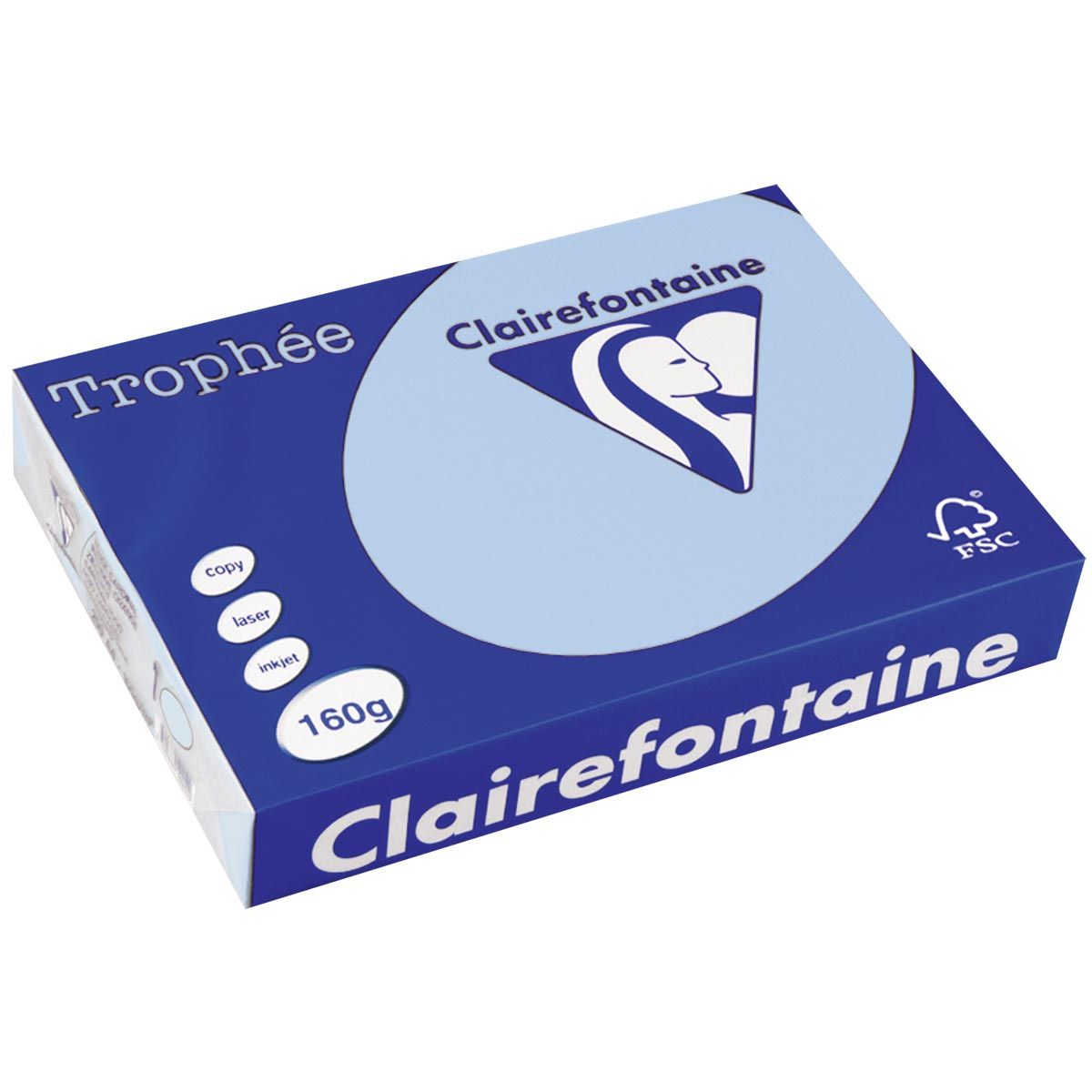 Clairefontaine - Trophée tel, papier coloré, A4, 160 g, 250 feuilles, bleu
