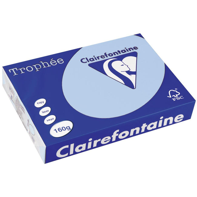 Clairefontaine - Trophée tel, papier coloré, A4, 160 g, 250 feuilles, bleu