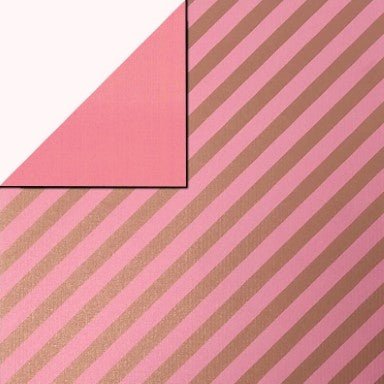 Klika - Cadeaupapier - Geschenkpapier - Gold stripe over pink ribbed 30 cm