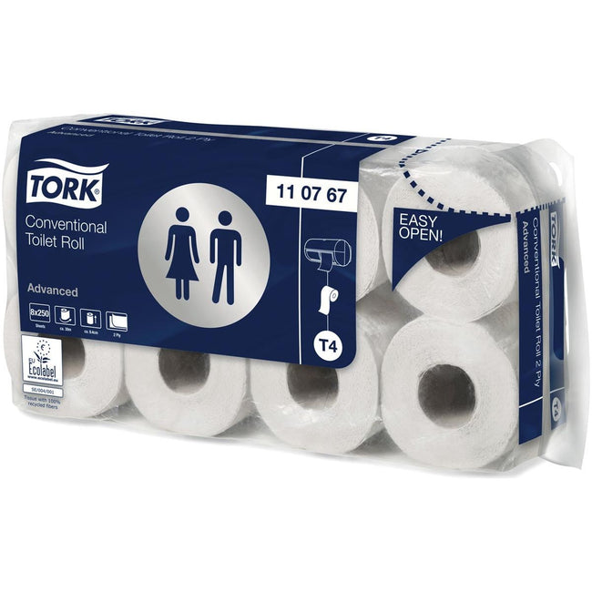 Tork - toiletpapier Advanced, 2-laags, systeem T4, 250 vellen, pak van 8 rollen