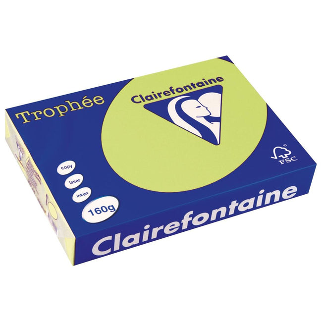 Clairefontaine - Trophée Tel, papier coloré, A4, 160 g, 250 feuilles, vert de golf