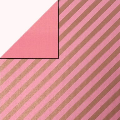 Klika -  Cadeaupapier Geschenkpapier Gold stripe over pink ribbed 30 cm