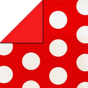 Klika -  Cadeaupapier Geschenkpapier White circles in hotred ribbed 70 cm