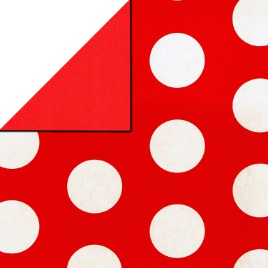 Klika -  Cadeaupapier Geschenkpapier White circles in hotred ribbed 70 cm
