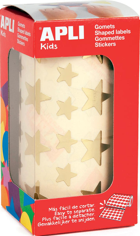 Apli -  Kids stickers op rol, ster, 2360 stuks, metallic goud