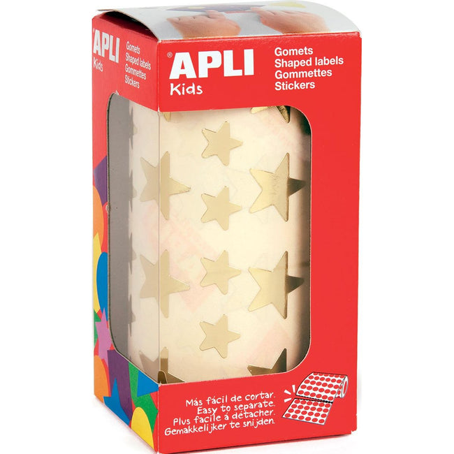Apli -  Kids stickers op rol, ster, 2360 stuks, metallic goud