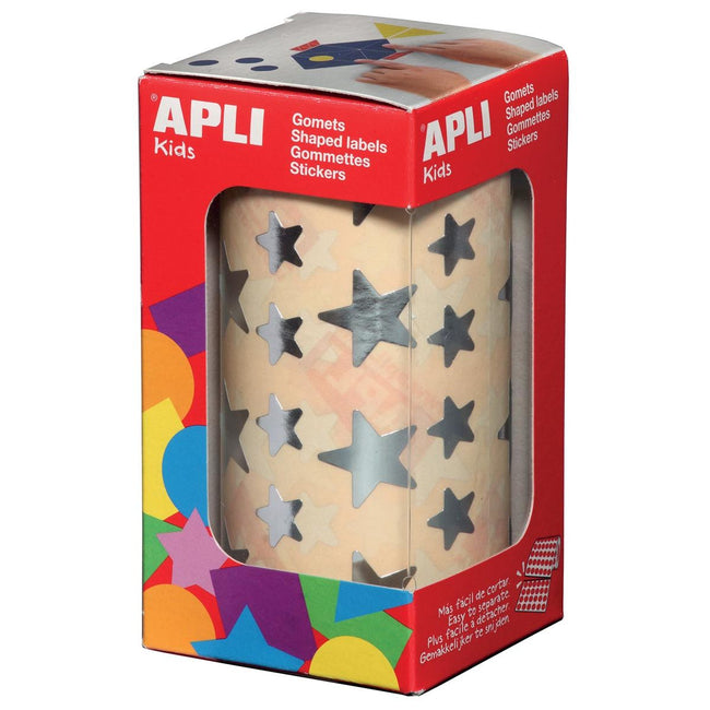 Apli -  Kids stickers op rol, ster, 2360 stuks, metallic zilver