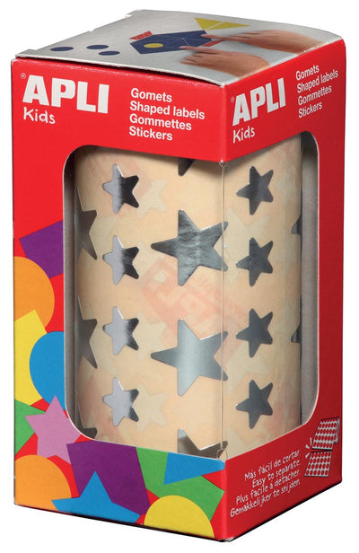 Apli Kids - Kinderaufkleber auf Rolle, Stern, 2360 Stück, Metallic-Silber