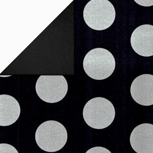 Klika -  Cadeaupapier Geschenkpapier Silver circles in black ribbed 70 cm