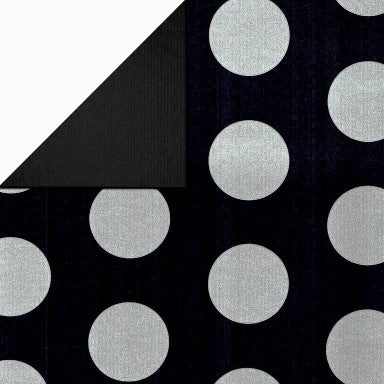 Klika - Papier cadeau Papier cadeau Cercles argentés en noir nervuré 50 cm