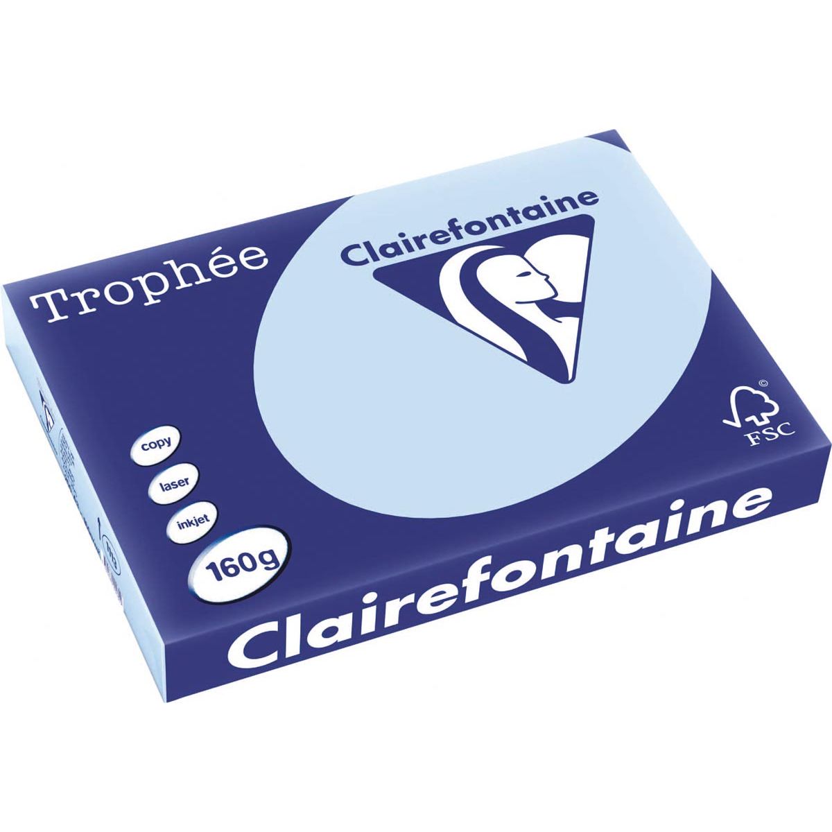 Clairefontaine - Trophée tel, papier coloré, A3, 160 g, 250 feuilles, bleu